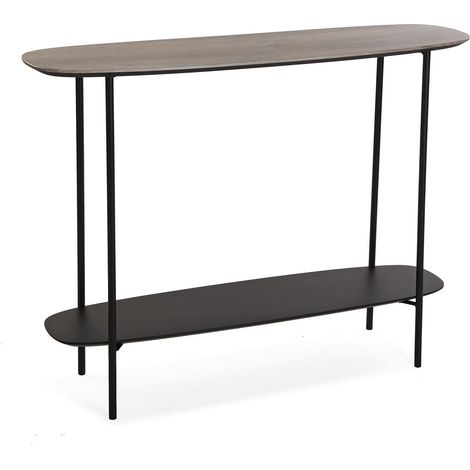 Meuble d'Entrée Étroit pour Entrée ou Couloir, Table Console, avec étagère inférieure, Dimensions (H x l x L) 75 x 30 x 100 cm, Bois et métal, Couleur: Marron et Noir (1/5)