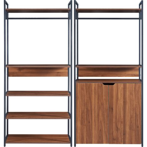 Set Larem 2 Mobili Organizzatori Guardaroba 168 cm Set A - Nero / Effetto Noce [en.casa]