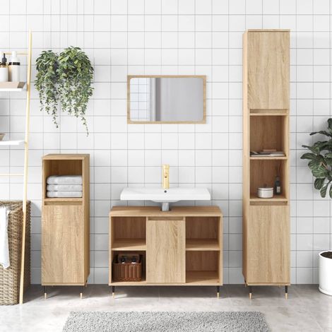 Armoire salle de bain,Meuble de salle de bain chêne sonoma 80x33x60cm bois d'ingénierie CFW777920 (1/5)