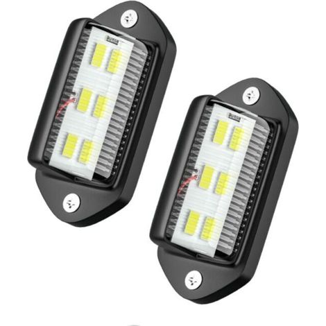 2PCS LED Eclairage Plaque Immatriculation Étanche 6 SMD LED Feux Arrière Lampe de Plaque d’Immatriculation pour 12V/ 24V Camion Camionnette Remorque Voiture Véhicule Caravane