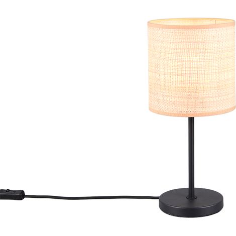 Lampada da tavolo, fibre naturali e metallo nero, H 37 cm, Aimee (1/5)