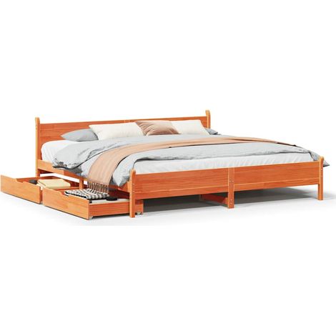 Maison Exclusive - Letto senza Materasso Marrone Cera 200x200 cm in Legno di Pino (1/5)