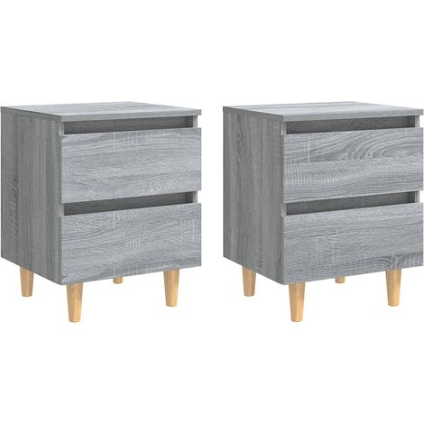 Nachttische Füße aus Holz 2 Stk Sonoma Grau 40x35x50 cm
