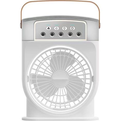 Aire acondicionado portátil silencioso 4 en 1 - Ventilador nebulizador recargable tipo C con temporizador, blanco - KZQ (1/4)