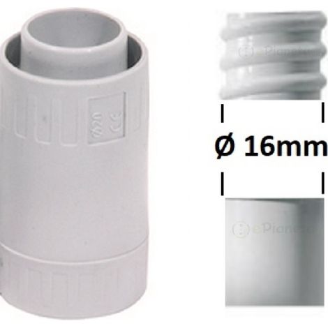 Raccordo tubo rigido guaina pari diametro tenuta stagna Ø 16 20 25 32 mm IP65 in PVC grigio collegamento impermeabile  16 mm
