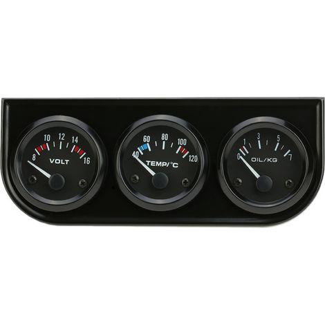 Kit elettronico a tre indicatori da 52 mm: manometro pressione olio, indicatore temperatura acqua, voltmetro, dispositivo di misurazione 3 in 1 per auto e moto.