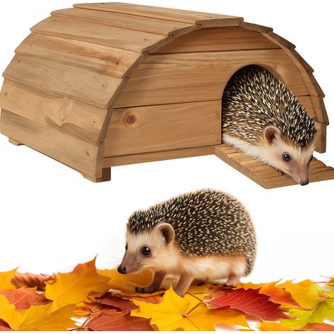 Abri Cabane Mangeoire Hérisson Refuge éxtérieur en bois massif Hibernation Brun moyen"Knut"