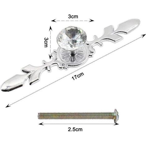 Lot de 4 boutons de porte en cristal transparent, design élégant et résistant, pour armoire, meuble ou placard – finition haut de gamme