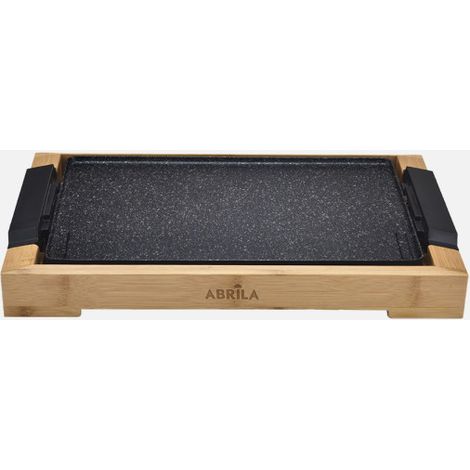 Plancha De Asar Elct.ozuki 2000w Negro/bambu Sup.ceramica,termost.reg.facil Limpiar 6,5x52,5x28,5cm