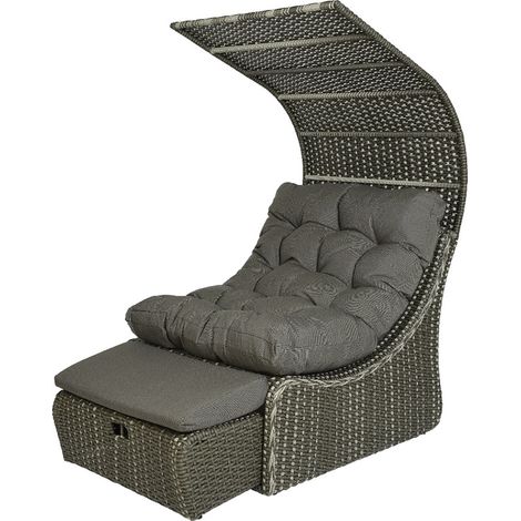 Lit extérieur pour jardin en résine tressée gris Siesta - Jardideco (1/5)