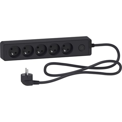 Odace 5-fach-Steckdosen-Verlängerungskabel mit Stecker, 1,5 m, anthrazit, ST9351B
