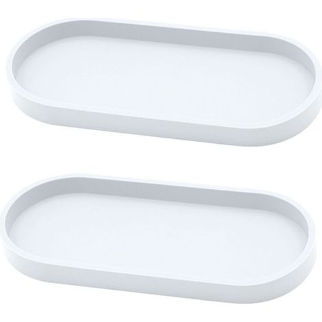 Plateau décoratif ovale, plateau de salle de bain, plateau de coiffeuse, 25112 cm (blanc, 2 pièces) (1/5)