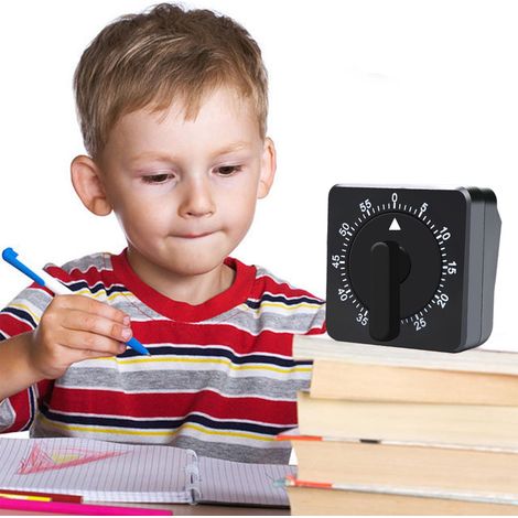 Mechanischer Timer, quadratischer Küchentimer, batterieloses und energiesparendes Gerät zum Kochen und Backen, schwarz. (1/5)
