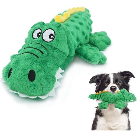 Jouet en peluche couineur, en forme de crocodile, convient aux chiots et aux chiens de petite et moyenne taille, vert. (1/5)