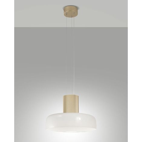 Lampada a Sospensione Lunar LED 26W 3150lm CCT 2700K/3000K/4000K Struttura in Metallo e Vetro Soffiato, Dimmerabile a Step Bianco - Lunar