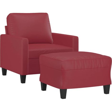 vidaXL Poltrona con Poggiapiedi Rosso Vino 60 cm in Similpelle (1/4)