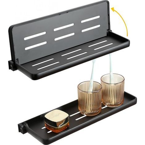 Set mit 2 faltbaren Badezimmerregalen/Halterungen ohne Bohren, 40 cm, für Dusche und Gel. (1/5)