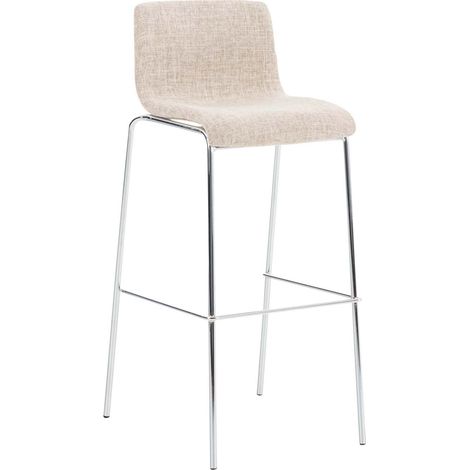 Tabouret de bar classique x1 avec repose-pieds et quatre pieds stable en métal assise en tissu crème 100004948