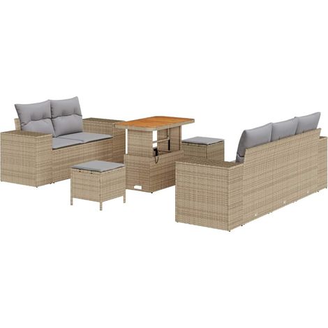 Maison Exclusive - Gartensofa-set 8 pcs Beige Poly-Rattan