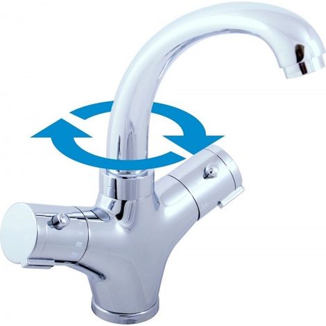 Mitigeur lavabo thermostatique en laiton chromé (1/2)