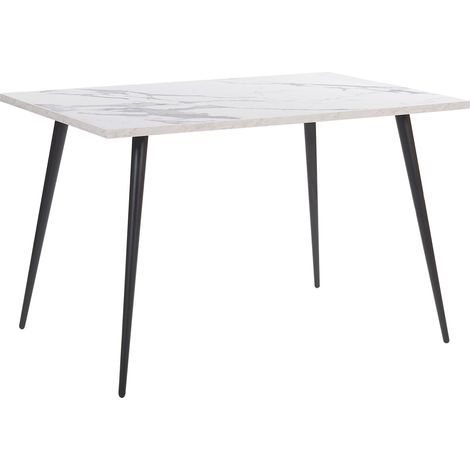 Mesa de comedor efecto mármol blanco con patas de metal negras rectangular 120 x 80 cm para 4 personas estilo glamour moderno Santiago