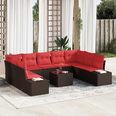 Teenpull – Gartensofa-set 10 Stk. Braun Poly-Rattan (1/5)