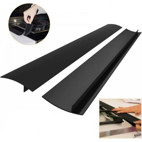 2-teiliges Dichtungsleisten-Set für Küchenarbeitsplatten – Abdeckleiste für Arbeitsplattenfugen – 63,5 cm (Schwarz) (1/5)