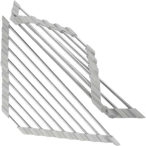 Égouttoir triangulaire pliable en acier inoxydable pour évier de cuisine, support de rangement pour légumes et vaisselle. (1/5)