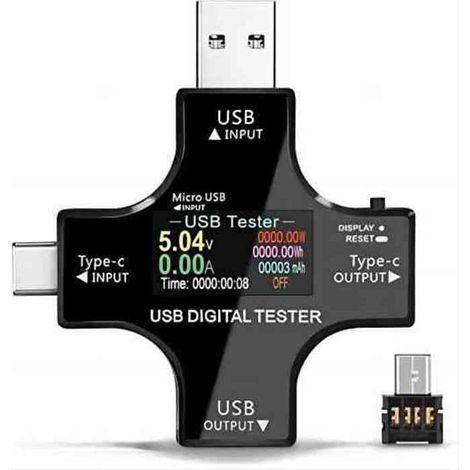 Testeurs de puissance USB, testeur USB multifonction 2 en 1 de type C, multimètre numérique LCD, détecteur de tension, de courant (1/4)