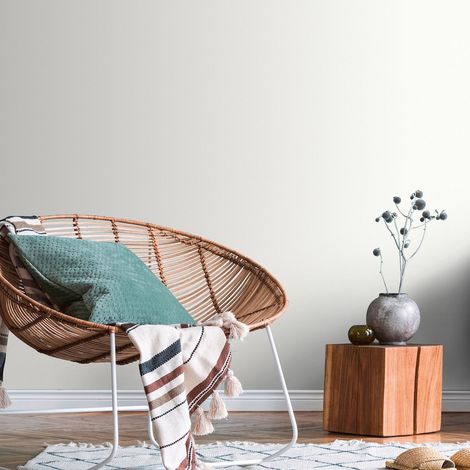 Papier peint uni blanc idéal couloir | Tapisserie scandinave intissée unicolore | Papier peint blanc moderne pour chambre (1/2)