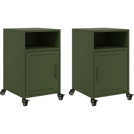 Maison Exclusive - Nachttische 2 Stk. Olivgrün 36x39x59 cm Stahl
