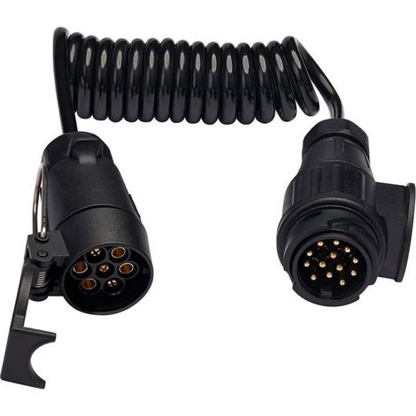 Câbles d'extension de 2 m pour remorques avec adaptateur de prise 7 à 13 broches pour caravanes, camions, camping-cars et tracteurs. (1/4)