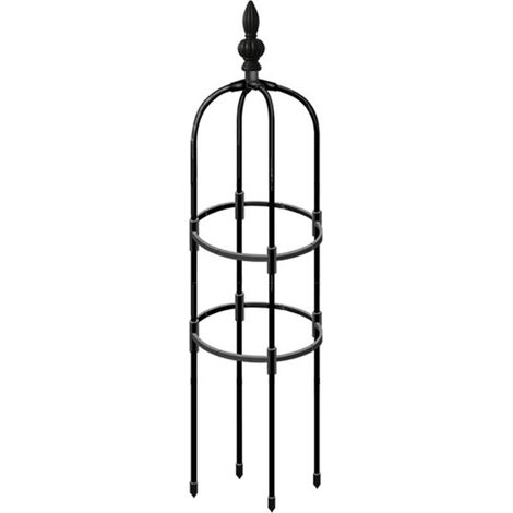 Tuteur Obélisque Garden Innov Stackable Noir Hauteur 90-210cm Diamètre 32cm Steel et Plastique Époxy Design Bird Top Cage Conique Multi Usage Roses Fruits Tomates Perennes (1/5)