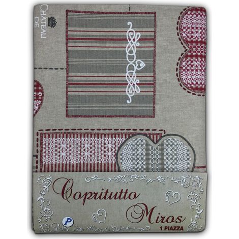 TELO ARREDO COPRITUTTO GRAN FOULARD COPRILETTO COPRIDIVANO TESSUTO BRASSERIE ROSSO 2 PIAZZE (1/2)