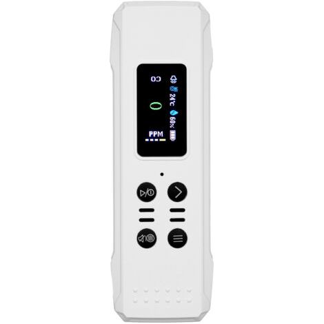 Détecteur de monoxyde de carbone 3 en 1, portable, mini moniteur de qualité de l’air 0-1000PPM, avec cordon, alarme, capteur température et humidité, batterie intégrée 800mAh, pour sous-sol, voyage, c (1/4)
