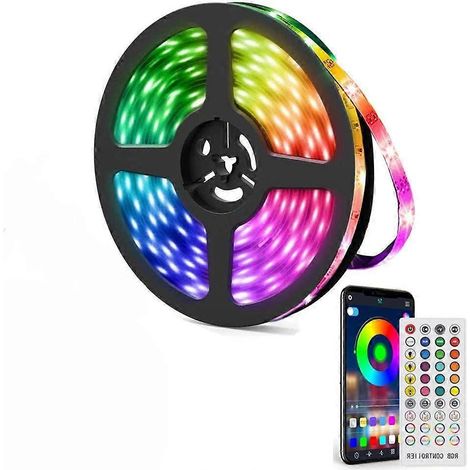 Bande LED RGB de 5 m (16,4 pi), contrôle Bluetooth, télécommande 40 touches, synchronisation musicale (1/4)