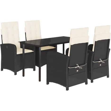 Set de muebles jardín 5 pzas con cojines ratán sintético negro vidaXL (1/5)