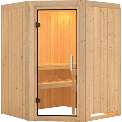 Sauna d'angle intérieur Nanja 2-3 places 68mm - Karibu