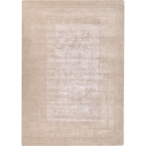 Alfombra moderna de viscosa y lana hecha a mano diseño liso 160 x 230 cm beige Kappar