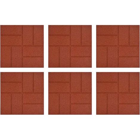 Un ensemble de pierres de marche en caoutchouc rouge, mesurant 40,5 x 40,5 x 2 cm. (1/5)