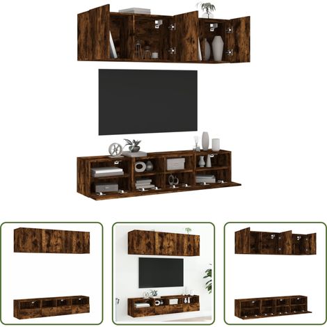TV-Schrank - 5-tlg. Wohnwand Räuchereiche Holzwerkstoff (1/5)
