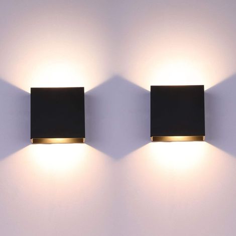 2PCS Indoor LED Wall Sconce, 6W Modern Up Down Wall Lamp for Bedroom, Black Aluminium Wall Lights for Living Room, Hallway, Warm White 3000K [Energy Class E] (1/5)