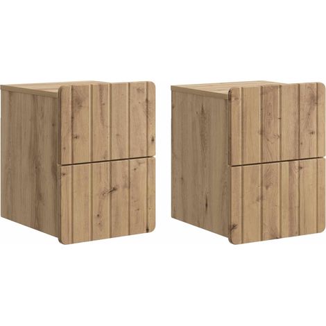 Mesita de Noche de Pared con cajón 2 pcs Roble Artesanal