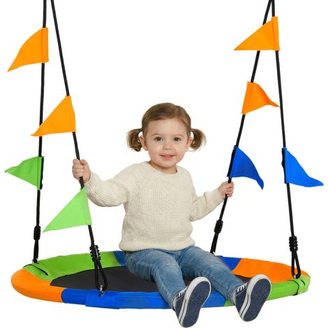 Altalena nido bambini 40 pollici/100 cm, corda regolabile, per esterno/interno, oltre 3 anni, multi