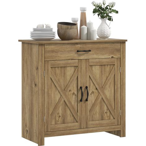 Pour salle à manger et cuisine optimisez votre espace buffet bas meuble de rangement 1 tiroir 2 portes étagère ajustable bois (1/5)