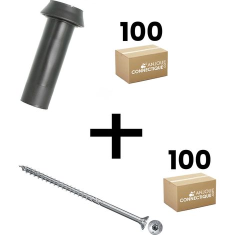 Lot de 100 supports de rail OB 83 mm SIXBOX + 100 vis bois Ø5,0x110 tête fraisée - Sixbox (1/4)