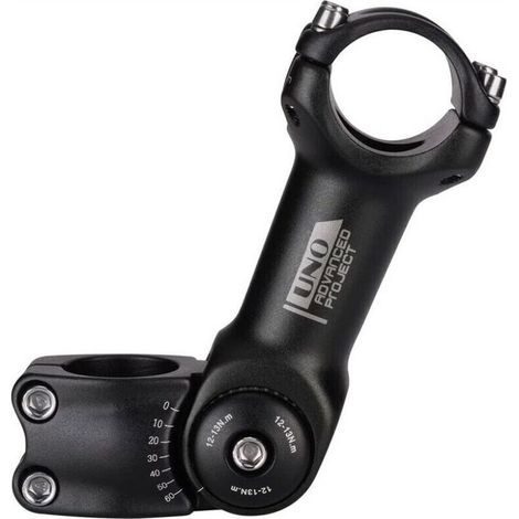 Potence réglable 31,8 mm – Longueur 110 mm – Angle 0° à 60° – Alliage aluminium 6061 T6 – Compatible VTT et vélo de route (1/5)