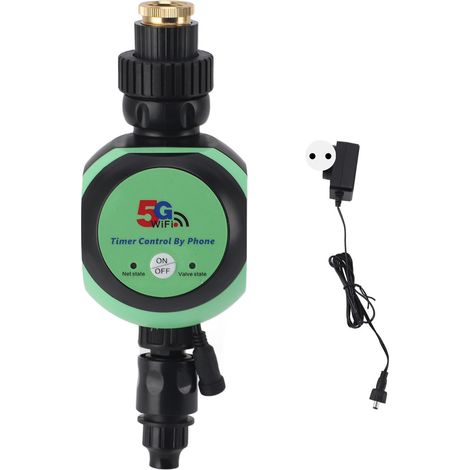 Programmateur d'arrosage WiFi 5G et BT, contrôleur intelligent économe en eau pour jardin et balcon, prise EU, étanche IP68, facile à installer (1/5)