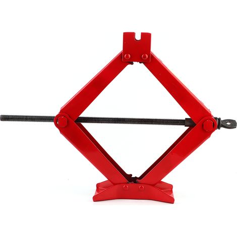 Cric ciseaux professionnel à levier pour coffre et pneus, rouge, pour usage extérieur, 2 tonnes (1/5)