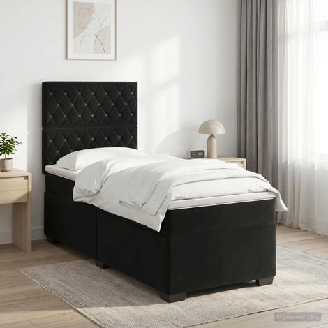Cama box spring con colchón Negro 90 x 200 cm Terciopelo (1/5)